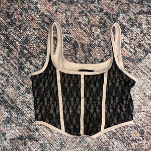 Social Tourist Black Lace Crop Corset Top